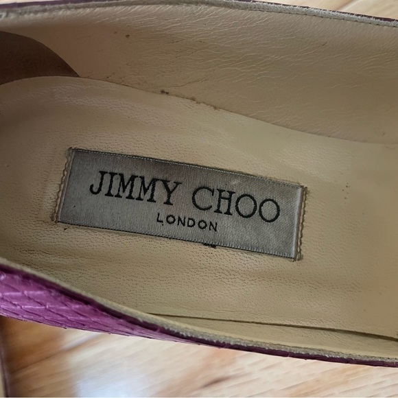 Jimmy Choo Purple Python Leather Snake Print Abel Pointed Toe Pumps EUC Sz 37.5 - Picture 10 of 12